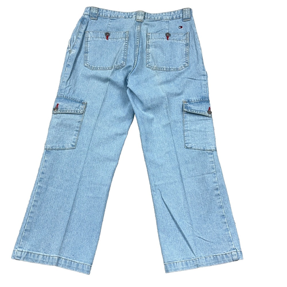 Vintage Y2K Tommy Hilfiger Jeans Women 12 Baggy Fit Wide Leg Cargo Pocket 32x26